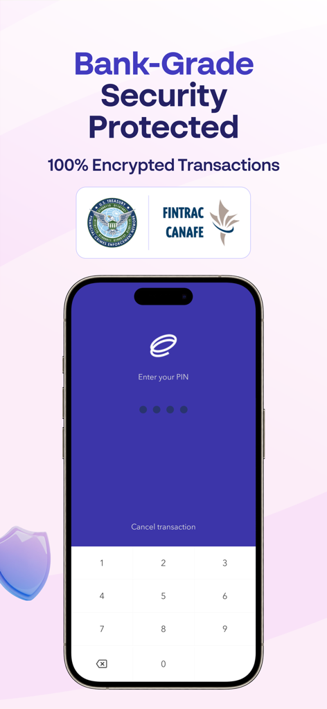 Eversend - the money app - Eversend app security screen displaying bank-grade protection and encrypted transactions.