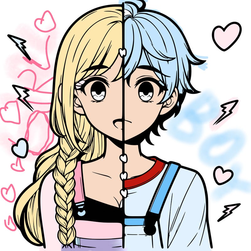 realistic girl boy split