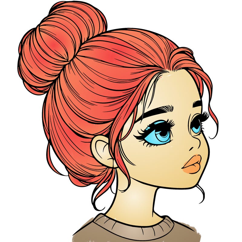 realistic girl with bun