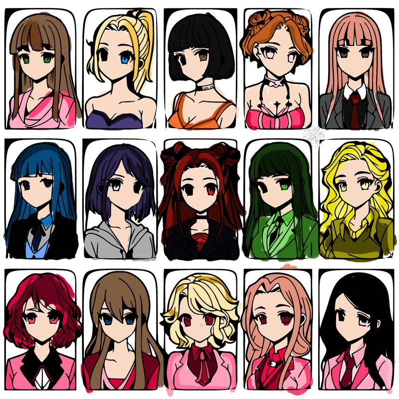 girls that look diffrent anime