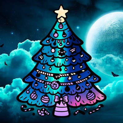 christmas tree with lots of details