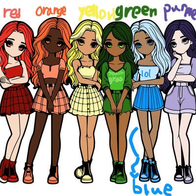 a group of girls realistic