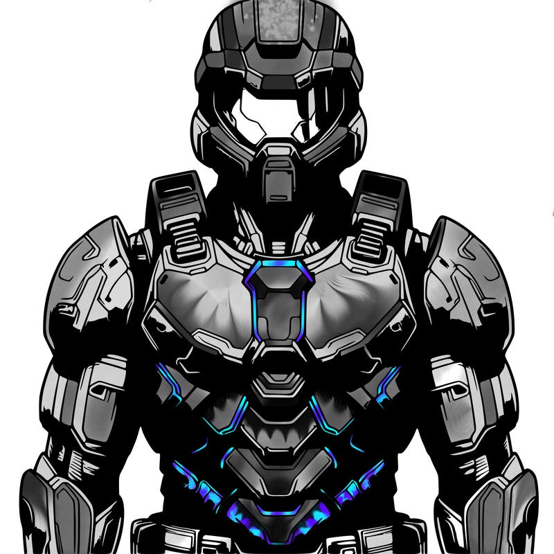 realistic warrior in futuristic armor and helmet