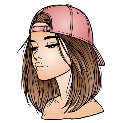 realistic  girl with a backwards hat