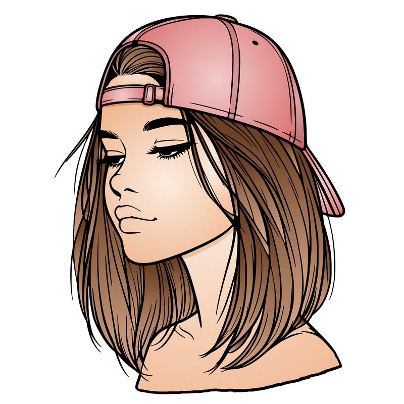 realistic  girl with a backwards hat