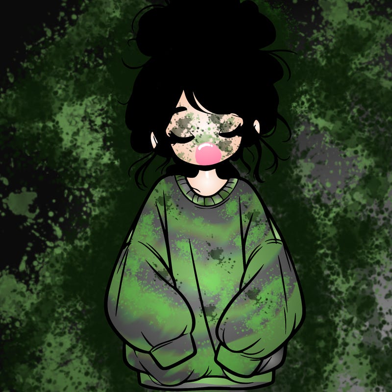 girl with baggy sweatshirt and messy bun