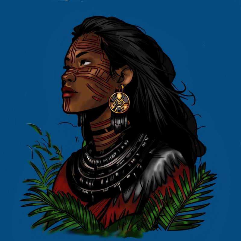 a realistic tribal woman in a skyclad ceremony