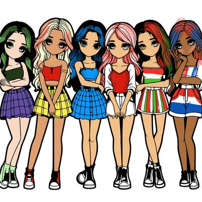 a group of girls realistic