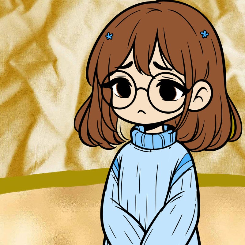 sad girl with glasses in a sweater