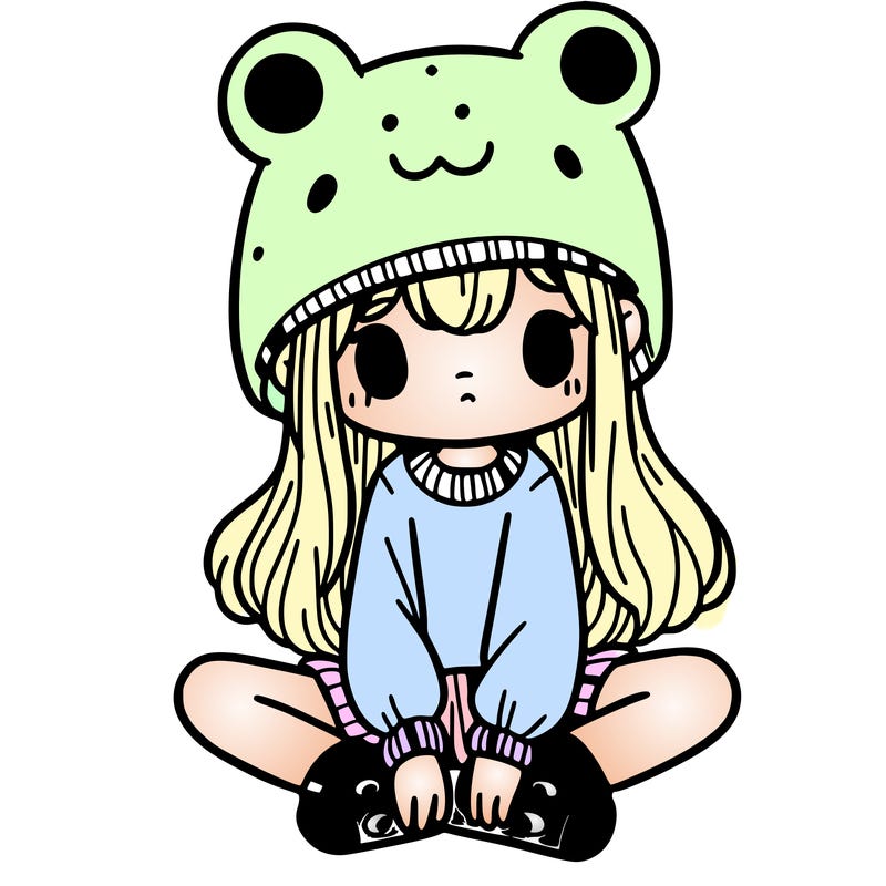 a girl wearing a frog hat and some frog socks