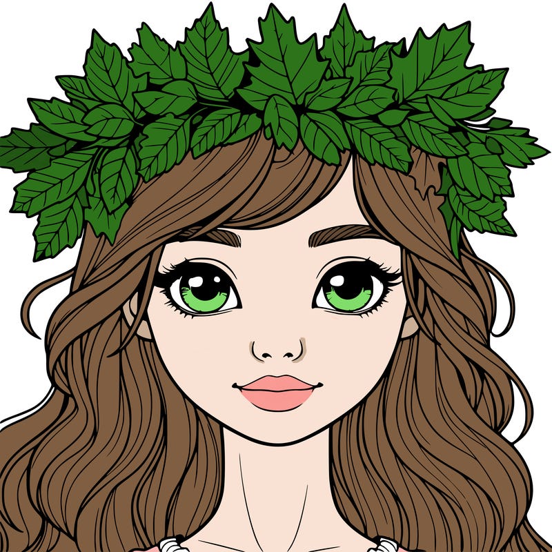 realistic girl with fall leaf crown