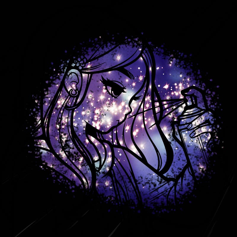 a realistic girl spray painting