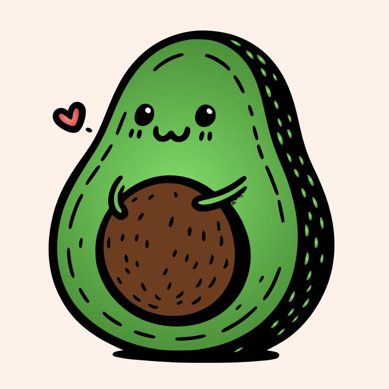 an avocado hugging an avocado
