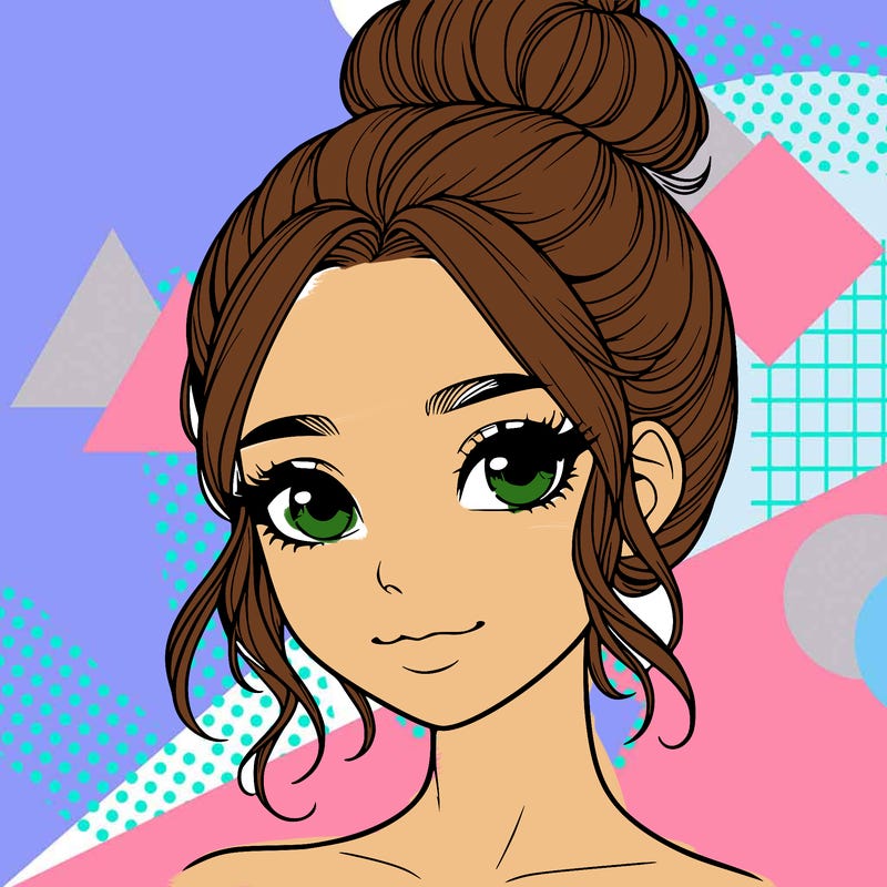 realistic pretty girl with hair in bun