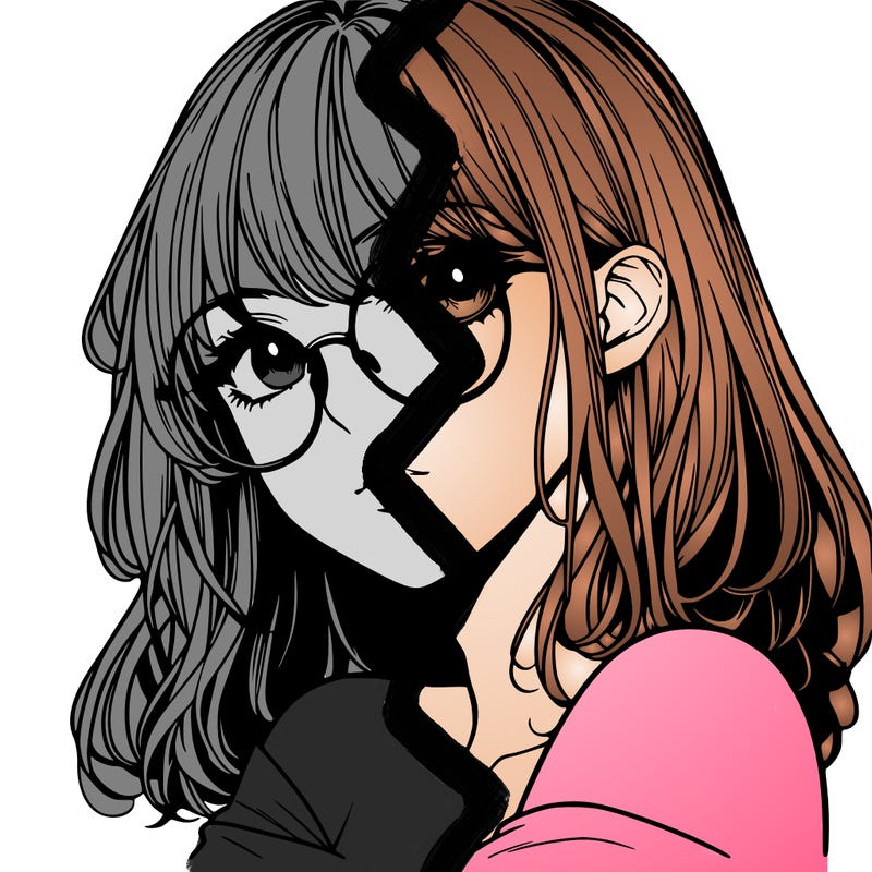 manga woman character with glasses and nice lips