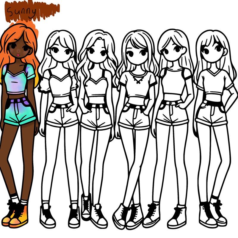 a group of girls wearing crop tops and shorts