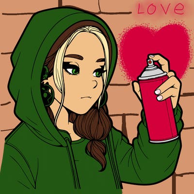 a realistic girl, spray painting