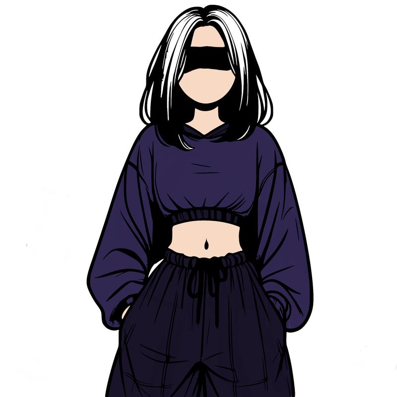 realistic girl faceless with baggy pants and a crop top