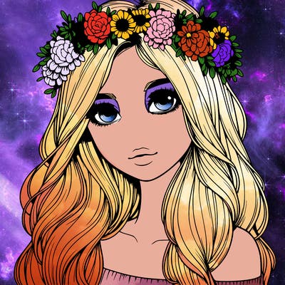 realistic girl with flower crown