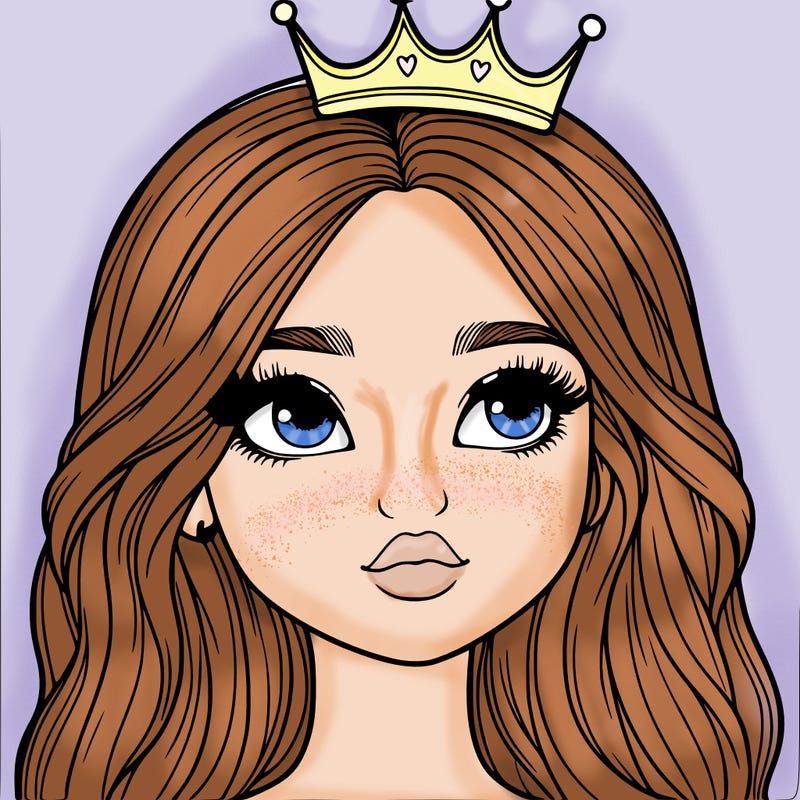 a realistic girl with a crown on