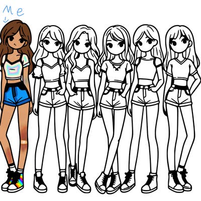 a group of girls wearing crop tops and shorts