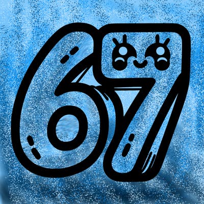 the numbers 67