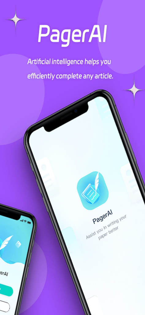 Paper AI - Thesis & Academic - Screenshot of Paper AI app showing academic writing assistance on a smartphone screen with a purple background
