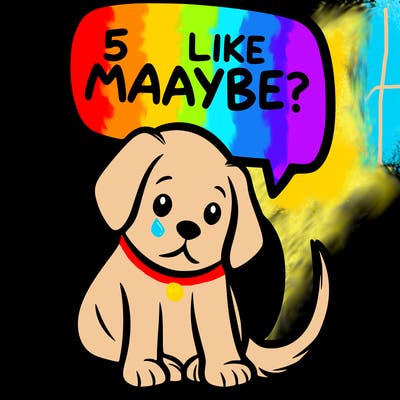 a puppy that says 5 like maybe