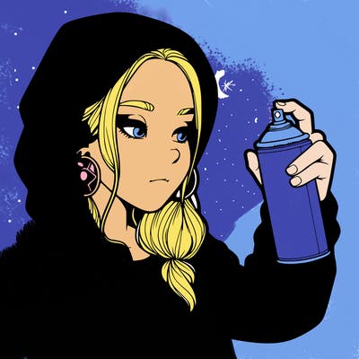 a realistic girl, spray painting