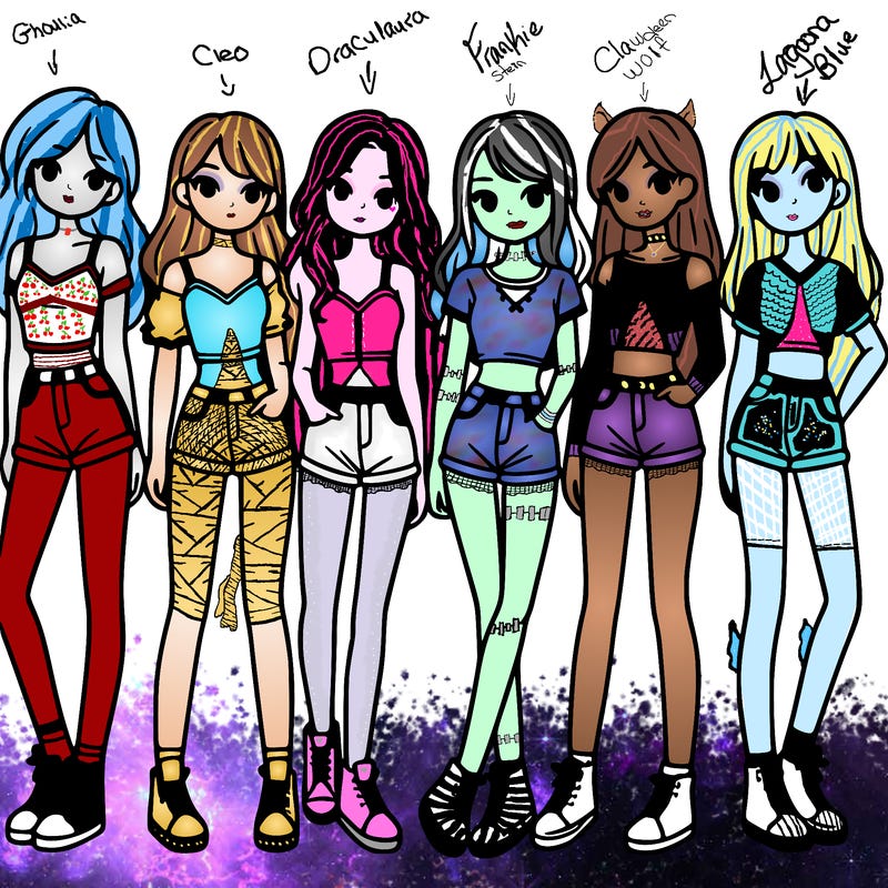 a group of girls wearing crop tops and shorts