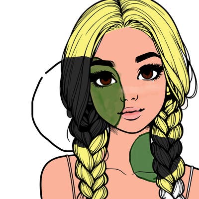 realistic girl with braids