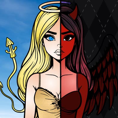 devil vs angel realistic girl