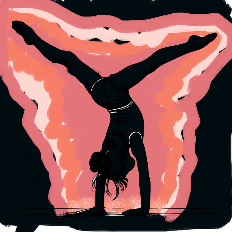 realistic gymnastic hand stand girl in four splits