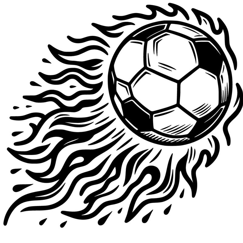 soccer ball flying with flames