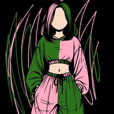 realistic girl faceless with baggy pants and a crop top