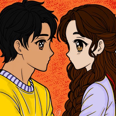 a girl looking into a guy's eyes inlove