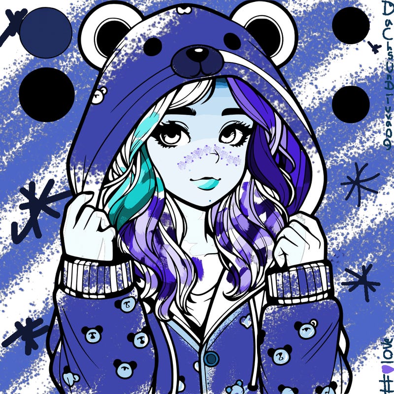 realistic girl in a animal pjs hoodie