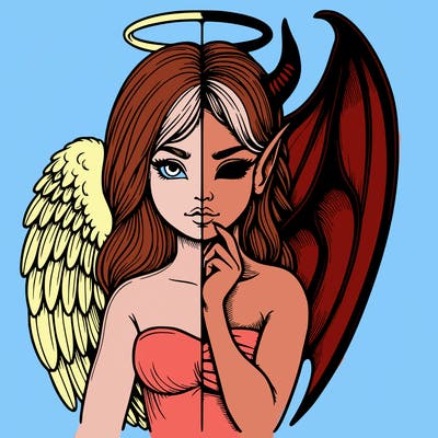 realistic angel half demon