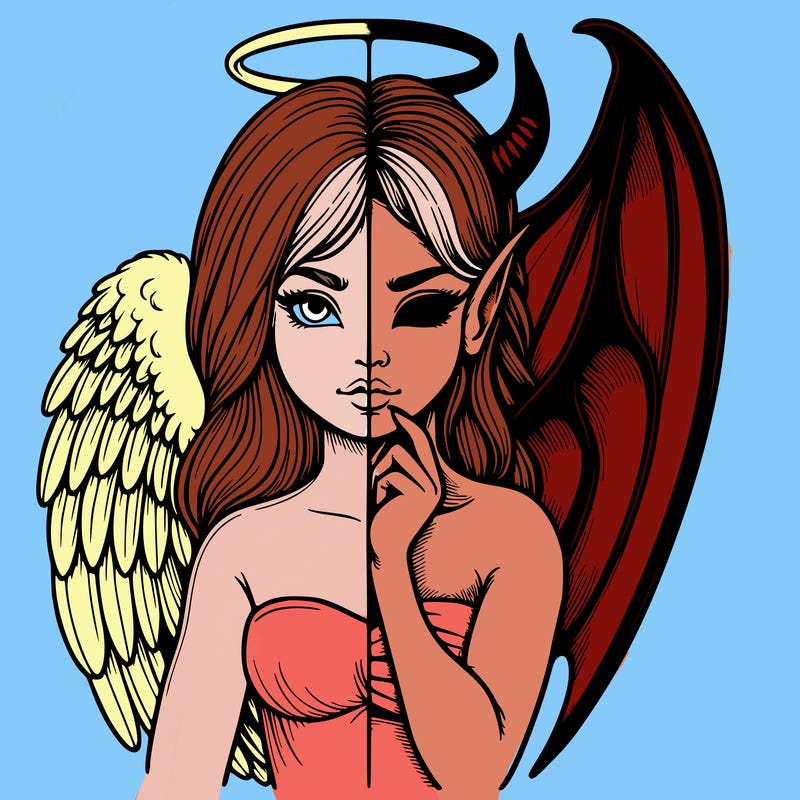 realistic angel half demon