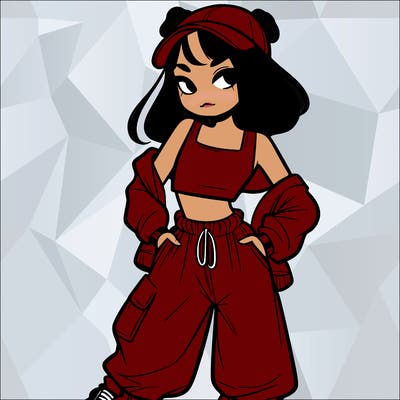 girl in crop top and baggy pants