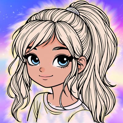 realistic girl with ponytail