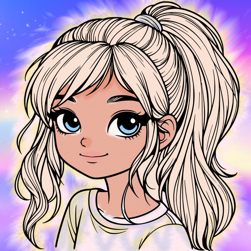 realistic girl with ponytail