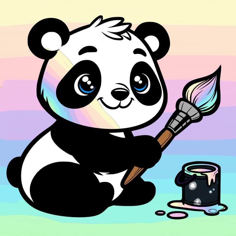 panda with paint brush