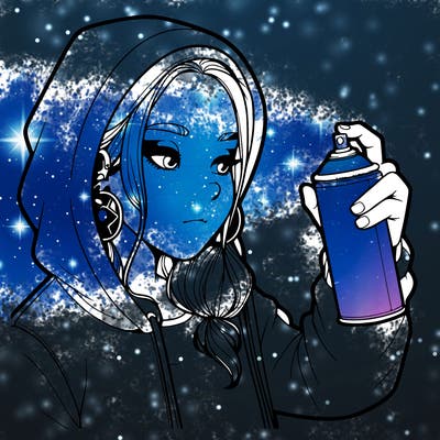 a realistic girl, spray painting