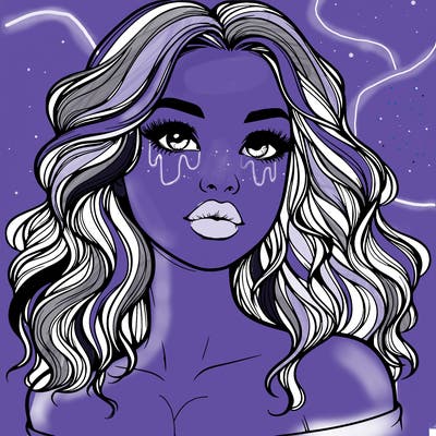 realistic girl with wavy hair and lips