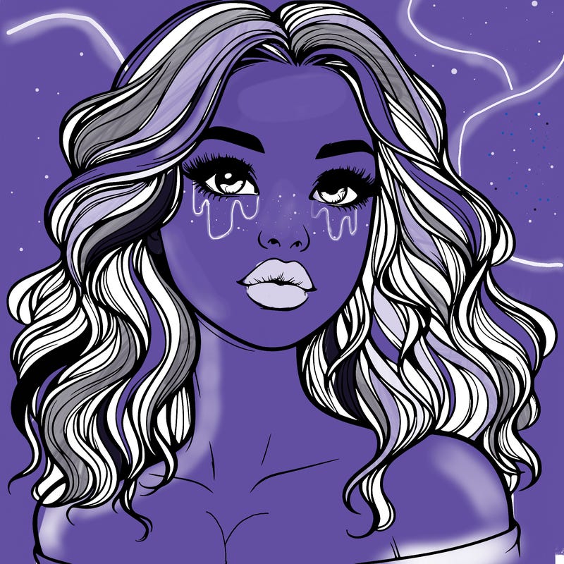 realistic girl with wavy hair and lips