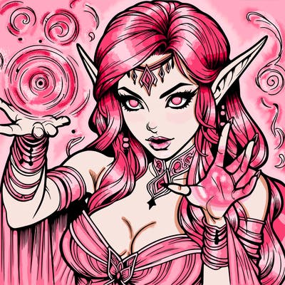 realistic scary beautiful elf sorceress casting spell