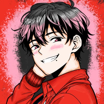 manga, boy grinning, handsome