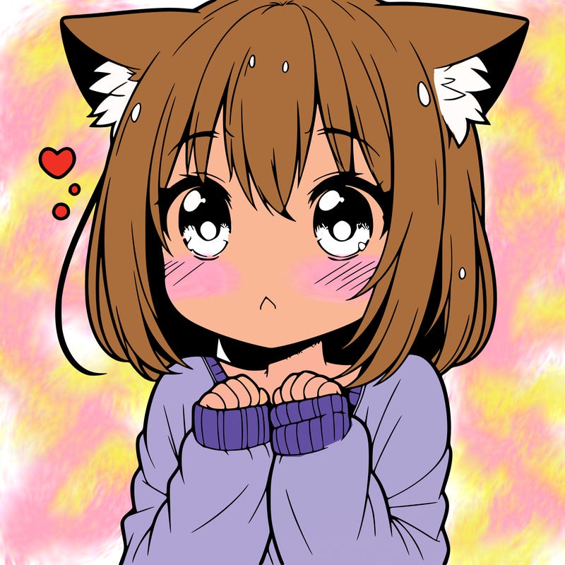 shy anime catgirl