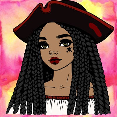 realistic girl with box braids and i realistic pirate hat